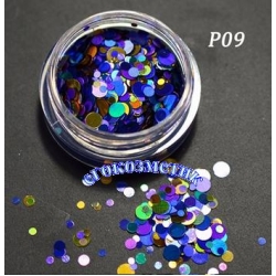 Микс Кръгчета Брокат 1,2,3mm 1gr за Декорация на Нокти P09